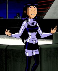 a cartoon character is standing in front of a wall with his hands out and smiling