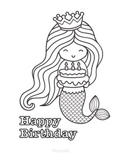 the little mermaid coloring page is shown in black and white, with colorful triangles behind it