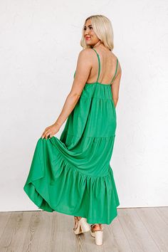 - Your stylish reputation will thrive in this trendy dress! - Unlined lightweight material - A v-cut neckline - Adjustable spaghetti straps - A front cutout detail - Elastic back feature - A flowy yet flattering silhouette that ends in a straight floor length hemline Green Midi Dress With Adjustable Straps, Chic Green Maxi Dress With Adjustable Straps, Green Solid Color Beach Dress, Spring Green Midi Dress With Adjustable Straps, Green Midi Dress With Adjustable Straps For Spring, Green Dress With Adjustable Spaghetti Straps, Green Solid Color Dress For Vacation, Green Dress With Spaghetti Straps And Adjustable Straps, Green Solid Color Dress For Day Out