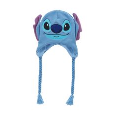 a blue hat with ears and eyes on it