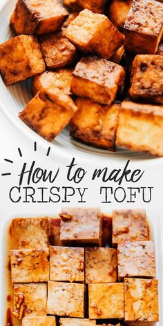 there are many different types of tofu on this plate and the words how to make crispy tofu