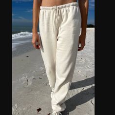 Brandy Melville Rosa Tie Sweatpants In Creme Color , Brand New With Tags, No Stains Holes Or Issues. All 1 Size. White Relaxed Fit Pants For Beach Season, Casual Cream Pants For The Beach, Casual Cream Pants For Vacation, White Loungewear Pants For Beach Season, Cream Cotton Bottoms For Beach Season, White Beach Season Loungewear Pants, White Beach Loungewear Pants, White Beach Season Lounge Pants, Brandy Melville Cargo Pants