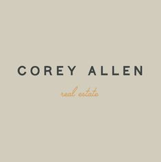 the words, correy allen real estate are written in black and orange ink