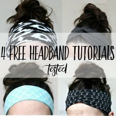 three different ways to tie headbands with text overlay that reads, 4 free headband tutors tested