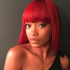 Peruvian Hair Red Color With Bang Lace Front Bob Straight Wig – Prosp Hair Shop Hair Red Color, Fiery Red Hair, Lace Front Bob, Red Bob, Bob Straight, Keke Palmer, Red Wigs, Hair Red, Hair Shop