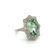 This stunning ring by Regard Jewelry features a 10.00ct Merelani Mint Tsavorite GIA & .79tcw Diamond Angular in a 10.4g platinum setting, size 6.75. It makes for an eye-catching sparkle of timeless elegance. Platinum 10.00ct Merelani Mint Tsavorite GIA & .79tcw Diamond Angular Ring at Regard Jewelry in Austin, Texas Timeless Elegance, Austin, Platinum, Mint, Sparkle, 10 Things