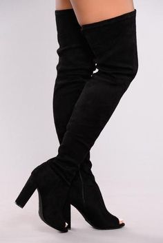 Available In Black And Charcoal Thigh High Open Toe Close Back Boot 4 Inch Heel Imported | Carmella OTK Boot in Black size 10 by Fashion Nova Winter Trip Outfits, Heal Boots, Winter Trip, Blogger Street Style, Fashion Nova Shoes, Sora Kingdom Hearts, Strappy Bra, Trip Outfits, Leather Heeled Boots