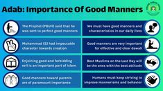 three different types of good manners in english and arabic, with the caption's above them