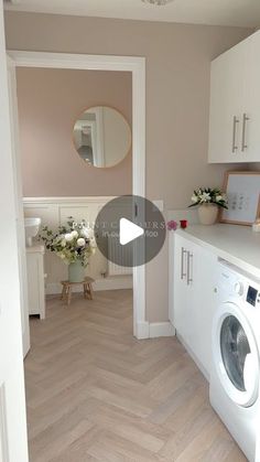 a washer and dryer in a small room