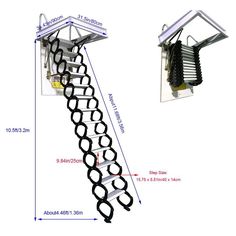 an image of a ladder attached to the side of a building with chains hanging from it's sides