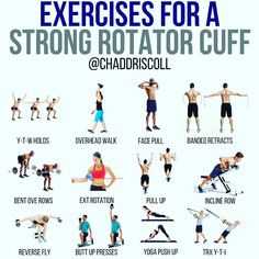 an exercise poster with the words exercises for a strong rotator cuff