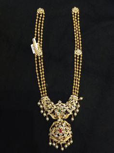 Pathakam Chain, Wedding Jewellry, Pretty Gold Necklaces, Pearl Jewelry Design, Diamonds Necklace, Antique Bridal Jewelry, Antique Jewelry Indian, Polki Jewellery, Gold Bangles Design