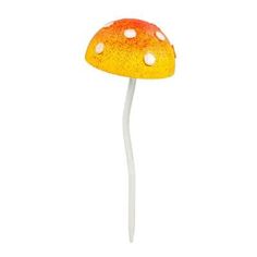 an orange mushroom with white dots on it's head is shown in front of a white background