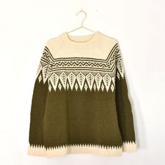 This Sweater Was Hand Knit By A Family Friend. Forest Green And Off-White In A Fairisle Pattern On Both Front And Back. No Tags Because Handmade, But Never Worn. 100% Wool. Chest 40" Length 26". Fits Medium-To Large, Depending On How You Like To Wear Your Sweaters. Cozy Green Fair Isle Sweater, White Scandinavian Sweater With Fair Isle Pattern, Scandinavian Style White Sweater With Fair Isle Pattern, Scandinavian Style White Fair Isle Sweater, Forest Sweater, Fair Isle Pattern, Family Friend, Cream Sweater, Green Cream