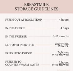 a poster with instructions for how to use the breast milk storage guide in bedtime