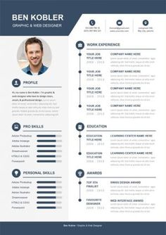 a professional resume template with blue accents