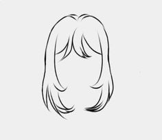 a drawing of a woman's head in black and white with long, straight hair