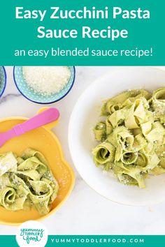 Green Pasta. With Text Reading: Green Zucchini Pasta Sauce Recipe. Poppy Recipes, Hannah Food, Zucchini Pasta Sauce, Baby Pasta, Fresh Pasta Sauce, Toddler Nutrition, Pasta Sauce Recipe, Kid Foods