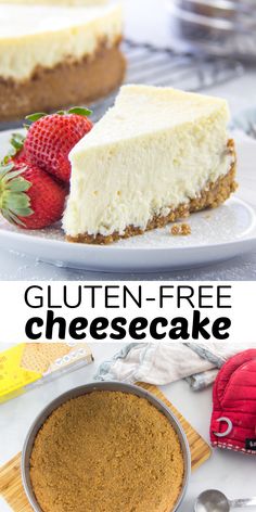 a slice of gluten - free cheesecake on a plate