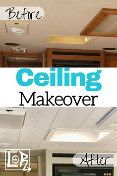 before and after photos of ceiling makeover