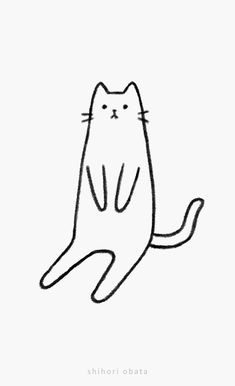 a black and white drawing of a cat sitting on its hind legs with eyes closed