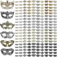 PRICES MAY VARY. Rich Quantity and Variety: you will receive 40 styles (5 pieces of each style) masquerade masks, a total of 200 pieces in bulk, sufficient quantity and complete combination to meet your diverse party decoration needs, you can also share with your family Adjustable Straps: these masquerade mask bulks have a strap on both sides, allowing you to adjust the width and tightness as needed, one size fits most adults and teenagers, comfortable to wear, no need to worry about falling off Couples Masquerade Masks, Mask Venetian, Masquerade Ball Mask, Mascaras Halloween, Halloween Ball, Party Mask, Mask Masquerade, Masquerade Masks, Venetian Masks