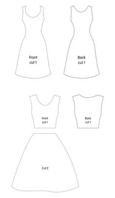 the front and back views of a dress with measurementss for each piece on it