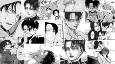 an image of some anime characters in black and white art work, with many different expressions