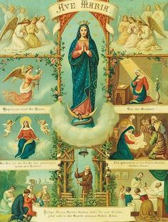 an image of the virgin mary surrounded by angels