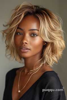 Blonde Long Bob Black Women, Glamorous Bob Hairstyles, Blonde Relaxed Hair Black Women, Blonde Bob With Layers, Layered Long Bob Hairstyles, Elegant Bob Hairstyles, Balayage Bob, Couture Hairstyles, Braut Make-up