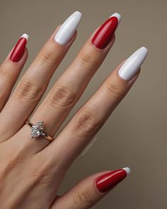 The 35 most beautiful bright red nails for summer for 2024: from chic red nail art to unique styles, here are the nail trends of the season. summer red nails, red nails acrylic, red french tip nails, red nail designs, red almond nails, red nails ideas, short red nails, trendy summer nails. Red With White Tip Nails, Unique Red French Tip Nails, Bright Red Nails With Design Summer, Red Nails 2024 Summer, Summer Red Nails 2024, Spring Red Nails 2024