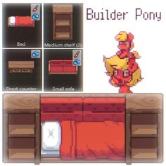 the instructions for how to build a bed in pixel art style with pictures and text