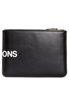 The iconic logo of the Japanese brand boldly wraps around this zip-top leather pouch. Style Name:Comme Des Garçons Huge Logo Large Zip Pouch. Style Number: 5904086. Iconic Logo, Zip Pouch, Leather Pouch, Comme Des Garcons, Zip Top, Wrap Around, Wallets, Spain, Nordstrom