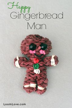 a gingerbread man made out of yarn with the words happy gingerbread man on it