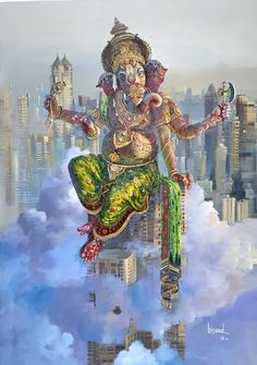 Hindu Cosmos, Ganesh Art Paintings, Shri Ganesh Images, Gold Art Painting, Indian Art Gallery, Ganesh Ji, Krishna Statue, Lord Ganesha Paintings, Ganesh Art