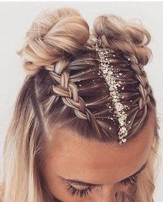 Hair Stylies, Festival Hair, Glitter Hair, Teen Hairstyles, Easy Hairstyles For Long Hair, Braids For Long Hair