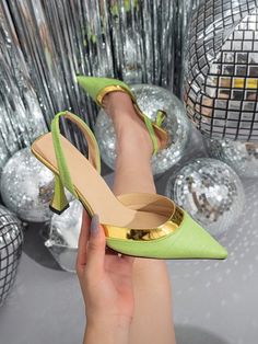 Chic Dual-Color Pointed Toe High Heel Pumps - Elegant Open Heel Design Heel Pumps, High Heel Pumps