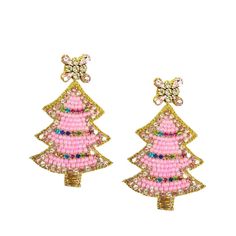 Golden Lily Exclusive  Fun and festive holiday earrings! Length: 3 inches  Post Back  Lightweight  14k Gold Filled Post  Nickel Free Sparkle Christmas, Tree Earrings, Christmas Tree Earrings, Pink Christmas Tree, Creative Activities For Kids, Earrings Christmas, Sparkle Earrings, Holiday Earring, Earring Tree