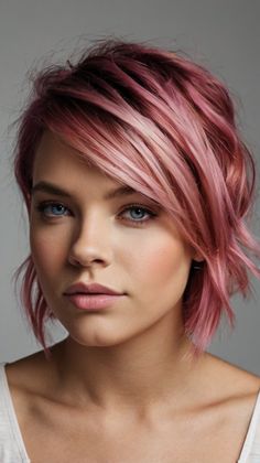 Glamorous 51 Pink Hair Ideas: Natural Highlights for Black And Pink Hair Ideas 🍂 Natural Grey Hair With Pink Highlights, Work Appropriate Pink Hair, Natural Looking Pink Hair, Pink Hair With Light Pink Highlights, Bubblegum Pink Highlights, Curly Lob, Straight Bob, Natural Highlights, Pink Highlights