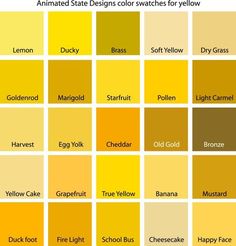 the color chart for different shades of yellow