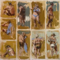 six different images of nude men in various poses