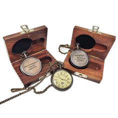 Brass Open Face Pocket Watch With Vest Chain and Leather Case to keep it secured Size of the Pocket Watch is 2" approximately. Material of Pocket Watch is Brass. Finish : Antiquated brass The Pocket Watch is battery operated, battery can be easily replaced by twisting the back of the Watch off. The Leather / Wooden case keeps it clean and safe, we can also engrave the Wooden Box or Leather Pouch for an additional $10.00, contact us for that service. The Pocket Watch and the case are handmade so variations are natural from piece to piece. ------------------------------------------ **PERSONALIZATION INSTRUCTIONS** ------------------------------------------ --- ** Please leave all details on notes to seller at checkout. ** --- * The Back side of the pocket watch can be engraved. * We can fit Vintage Chronometer Watch As A Gift, Vintage Chronometer Watch As Gift, Antique Pocket Watch As Gift, Brown Chronometer Watch For Gift, Brown Chronometer Watch As Gift, Vintage Engraved Watch Accessories As Gift, Engraved Brown Watches For Gifts, Engraved Brown Watches For Gift, Engraved Brown Watches As Gift