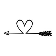 two hearts and an arrow are drawn in the shape of a heart