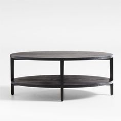 a black coffee table with two shelves on each side