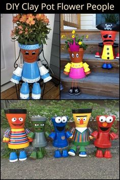 diy clay pot flower people