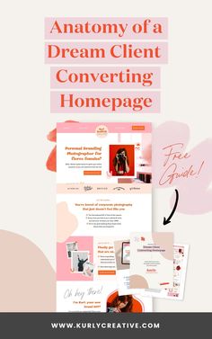 the anatomy of a dream client's convering homepage with text overlay