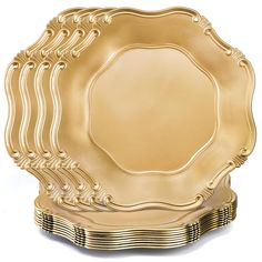 a gold plate with wavy designs on it