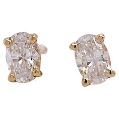 These lovely oval stud earrings are perfect for any ear, looking beautiful when worn alone or as an accent next to larger earrings! The total weight of these diamonds is 0.50 carats (or slightly more) with near-colorless G-I color and VS-SI clarity. The beautifully matched sparkling oval brilliant diamonds were set by our jeweler here at Austin's Five Star Jewelry in warm yellow gold! These perfectly paired studs are marked down from the original price of $3,200. Add a brilliant sparkle to your Oval Stud Earrings, Colorless Diamond, Star Jewelry, 2 Carat, Large Earrings, Oval Diamond, Brilliant Diamond, Diamond Studs, Diamond Shapes