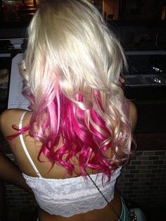 Blonde Ombre Hair, Pink Ombre Hair, Woman Hairstyles, Hot Pink Hair, Ombre Hair Blonde, Blonde With Pink, Dyed Hair Inspiration, Pretty Hair Color, Ombre Hair Color