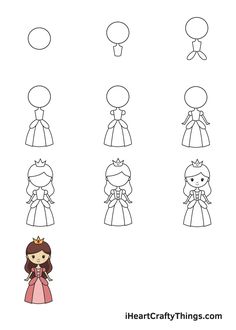 how to draw princess dolls for kids